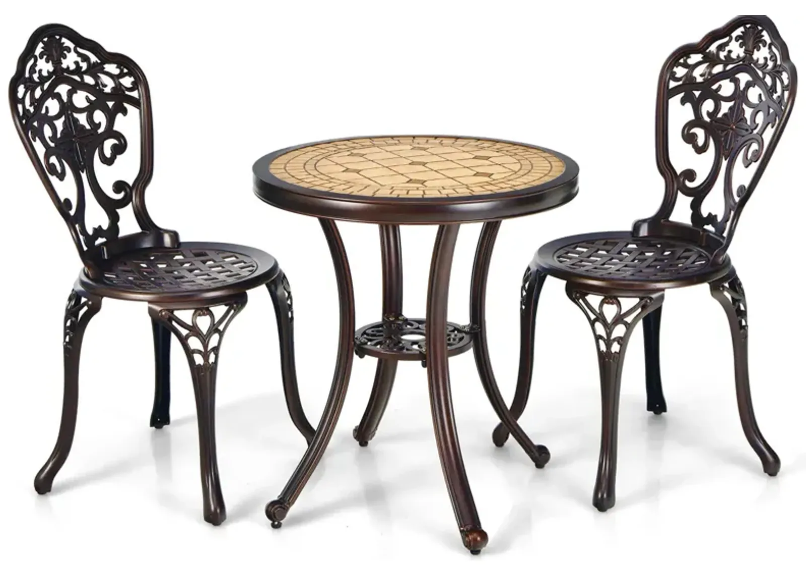 3-Piece All-Weather Cast Aluminum Patio Bistro Set-Copper