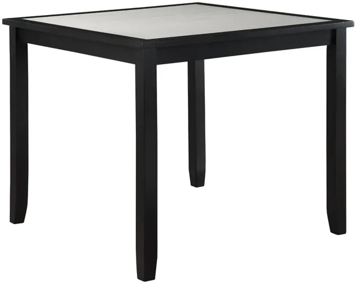 Nick 5 Piece Counter Height Dining Table and Chairs Set, Black, White - Benzara