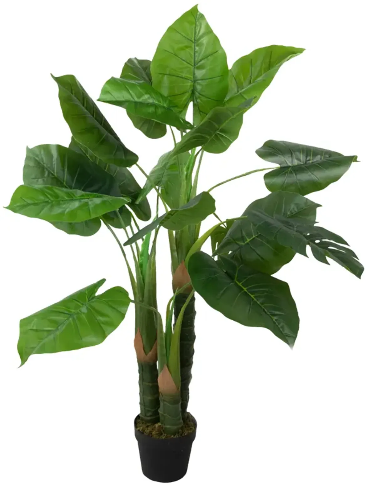 47" Potted Two Tone Green Wide Taro Leaf Artificial Floor Plant