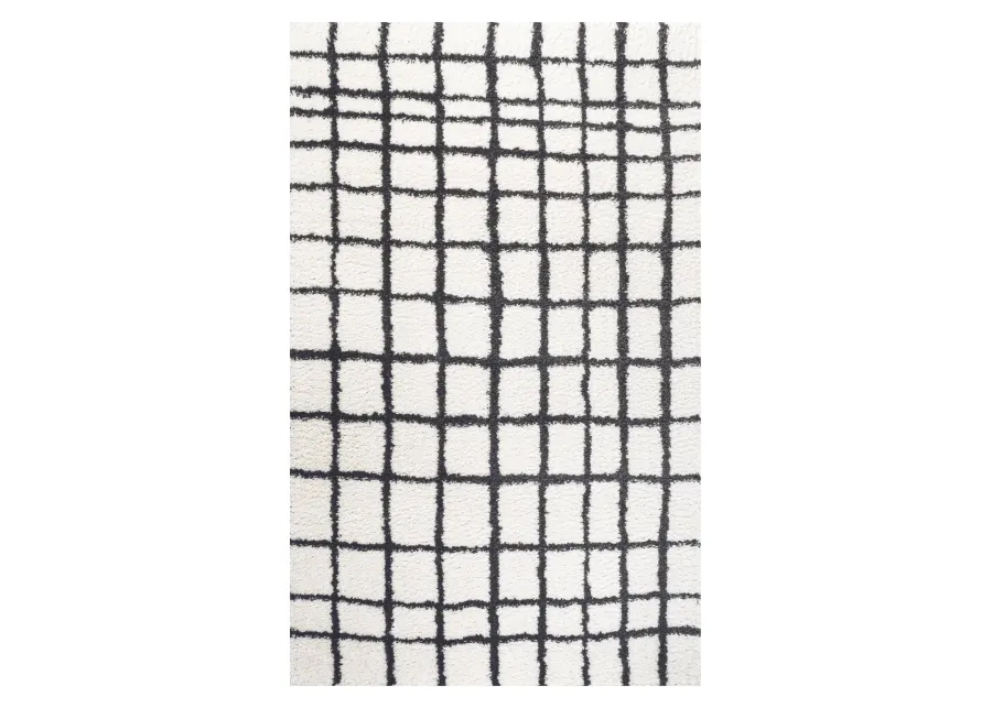 Arenal Geometric Grid Shag Area Rug