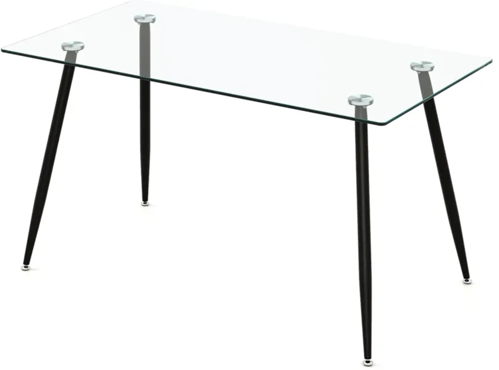 Glass Rectangular Dining Table with Metal Legs