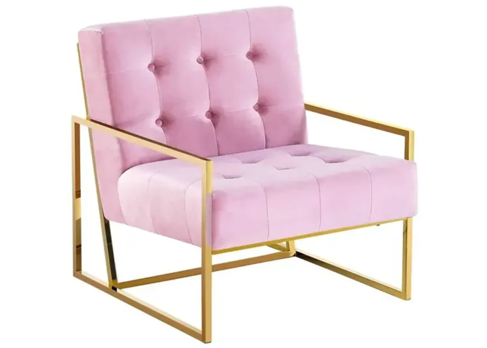 Beethoven 31.5" Velvet Accent Chair in Pink/Gold Plated