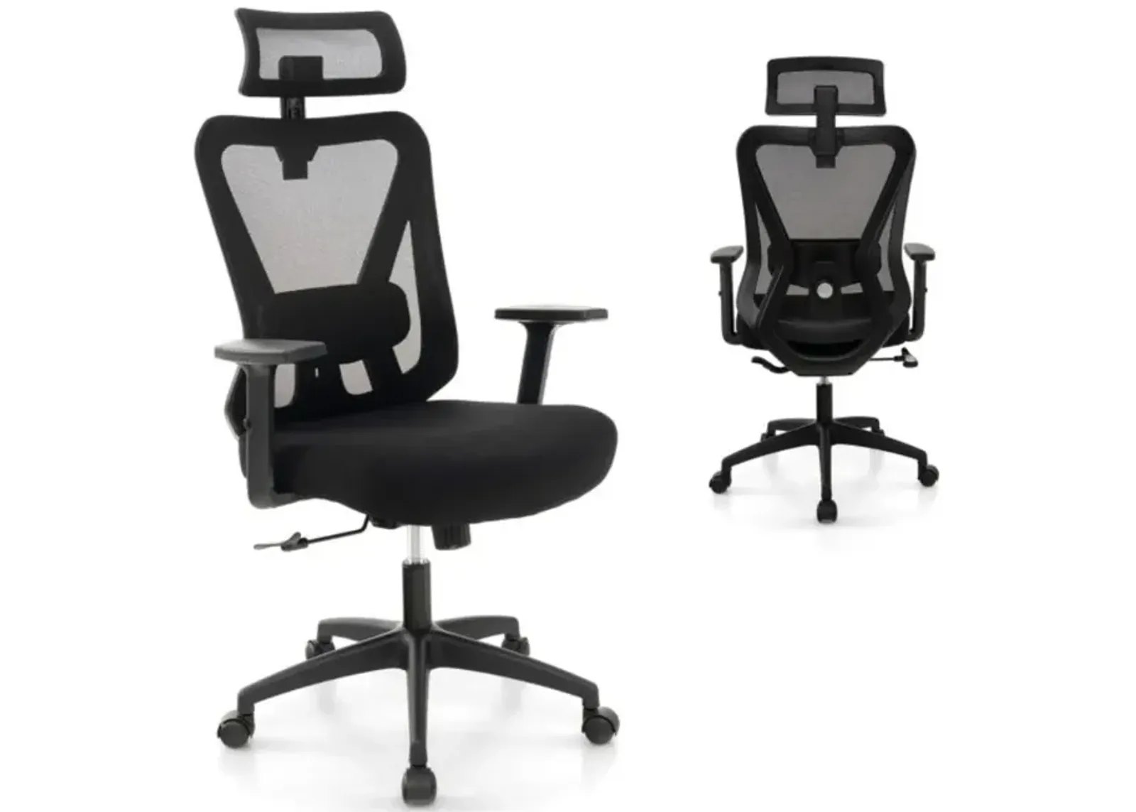 Hivvago Mesh Ergonomic Office Chair Adjustable Swivel Task Chair with Rocking Backrest-Black