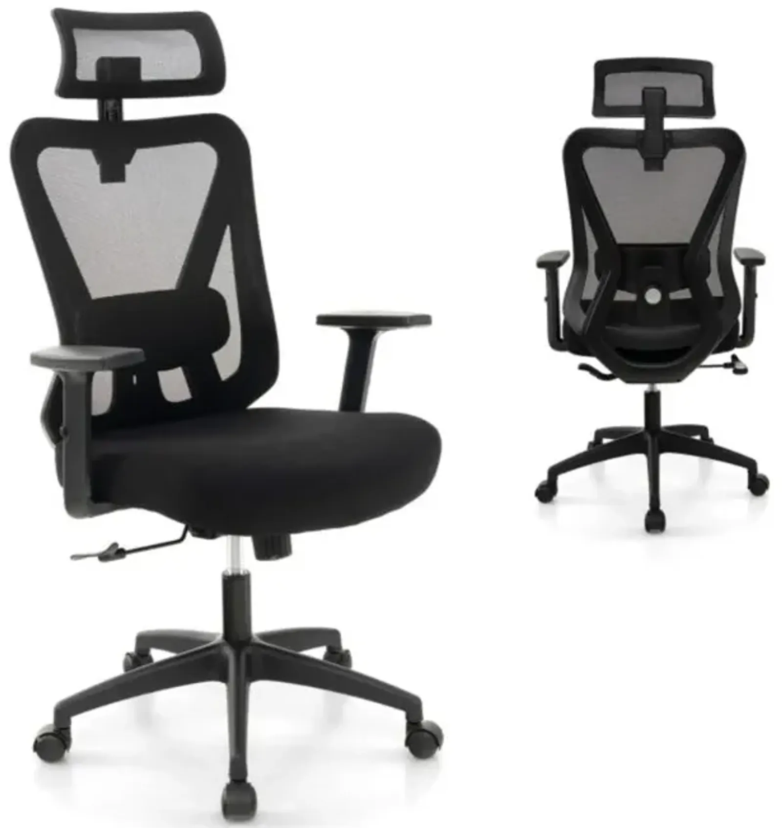 Hivvago Mesh Ergonomic Office Chair Adjustable Swivel Task Chair with Rocking Backrest-Black