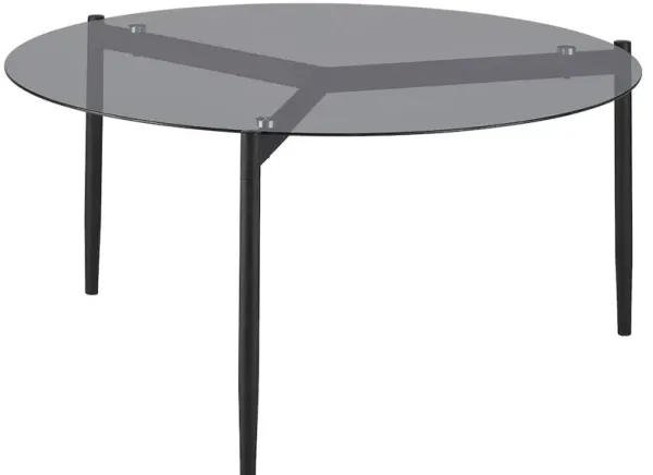 Rosalie Round Smoked Glass Top Coffee Table Sandy Black