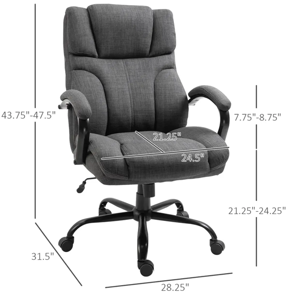 Dark Gray Executive Chair: Big & Tall 500lbs Office Chair