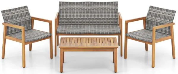 4-Piece Patio Furniture Set with Loveseat, Single Chairs & Coffee Table for Outdoor Living