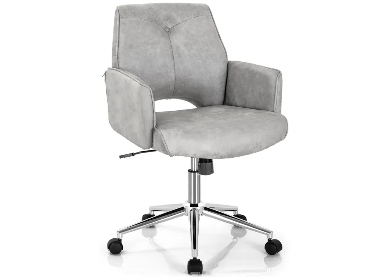 Adjustable Hollow Mid Back Leisure Office Chair with Armrest-Gray