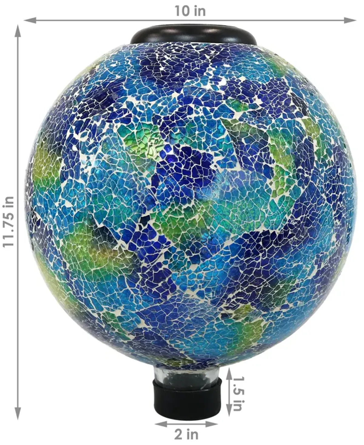 Sunnydaze Azul Terra Crackled Glass Solar Gazing Globe - 10 in