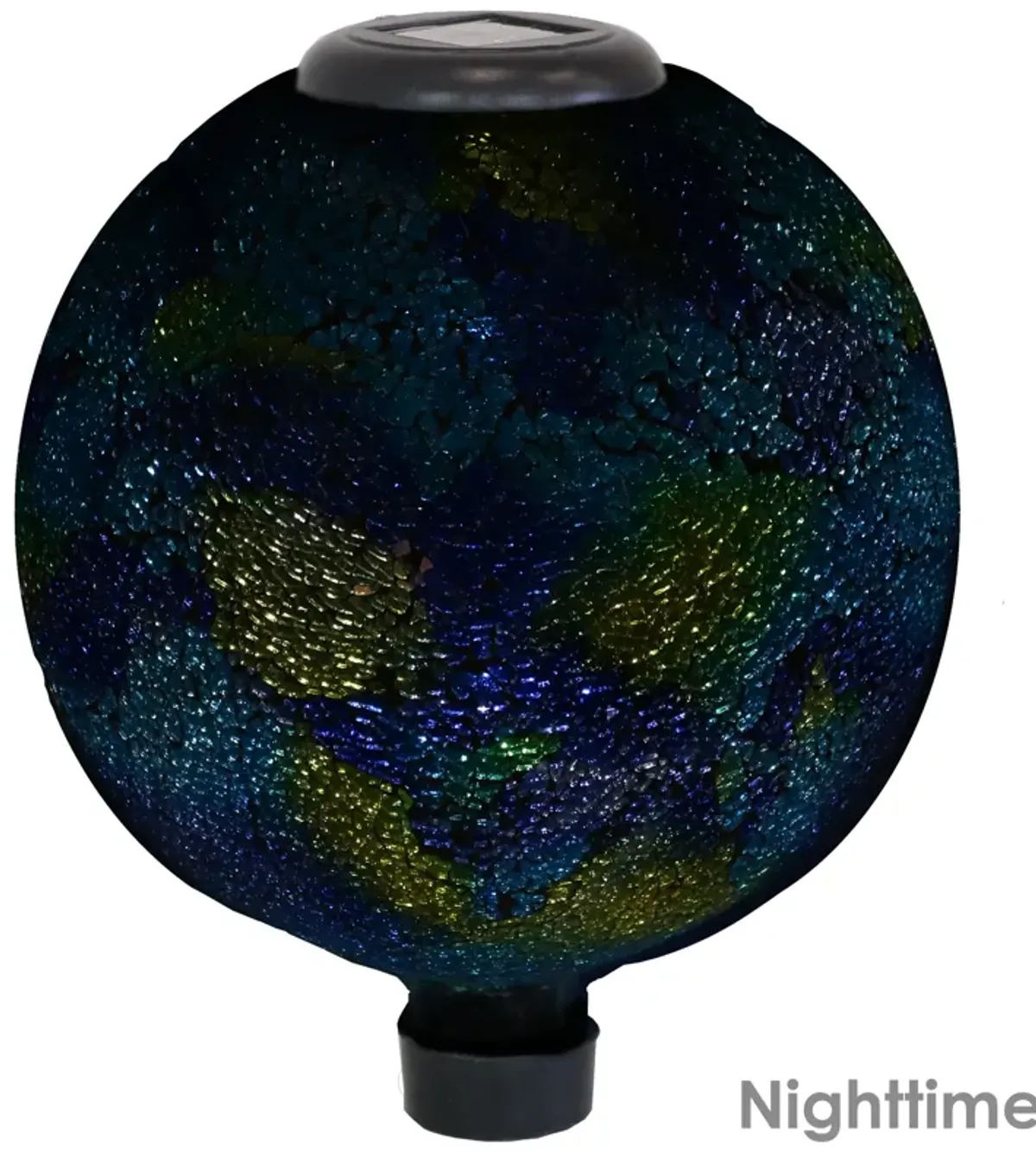 Sunnydaze Azul Terra Crackled Glass Solar Gazing Globe - 10 in