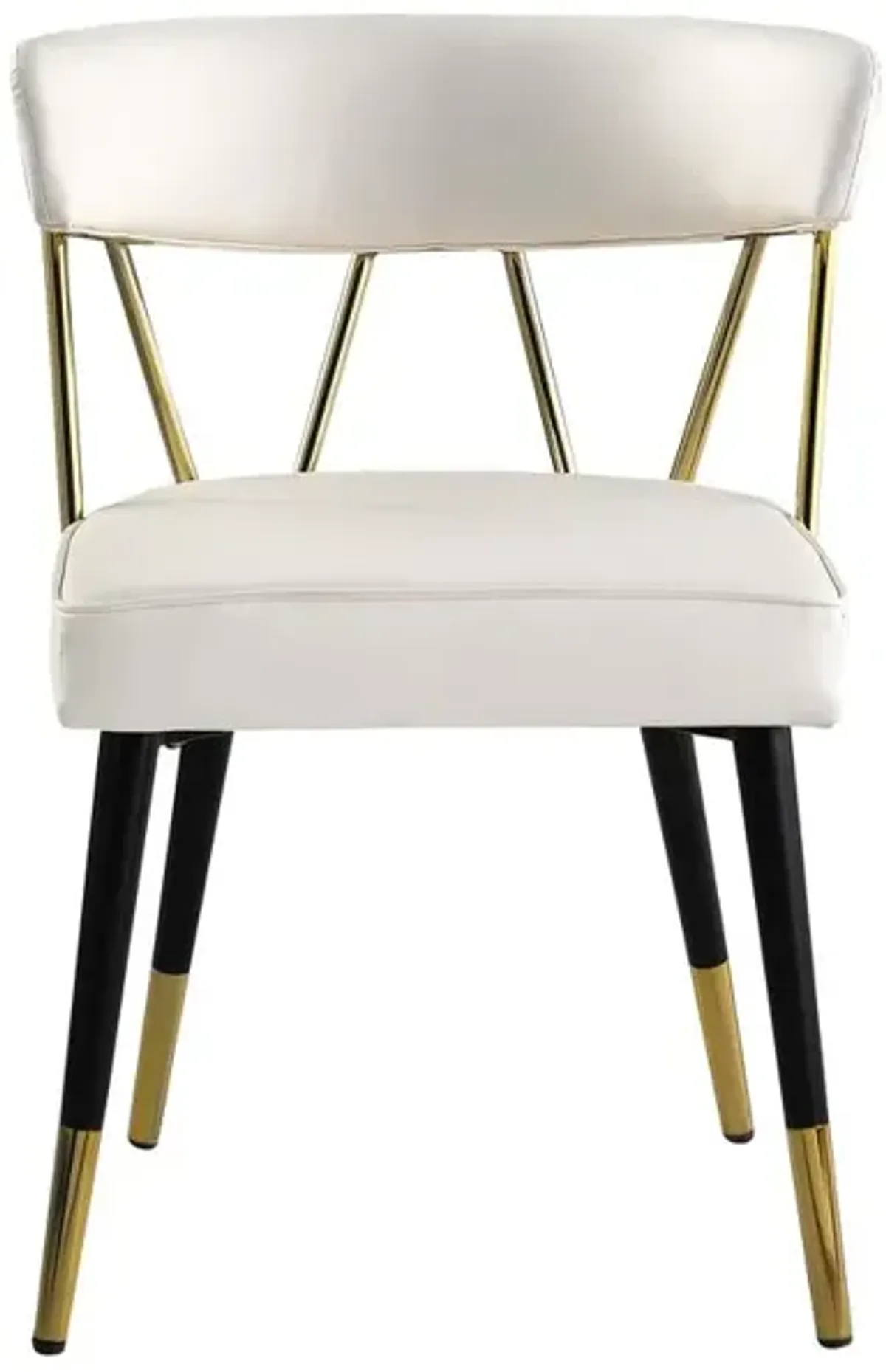 Aireys Ivory Faux Leather Armless Chair with Gold Accents (Set of 2)