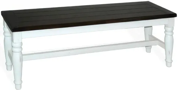 Orso Bench, Off White, Dark Brown Mahogany and Mindi Wood, 52 Inch - Benzara