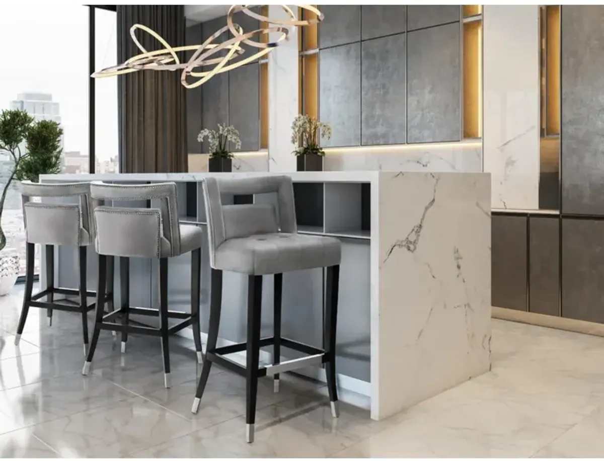 TOV Furniture Hart Grey Velvet Counter Stool