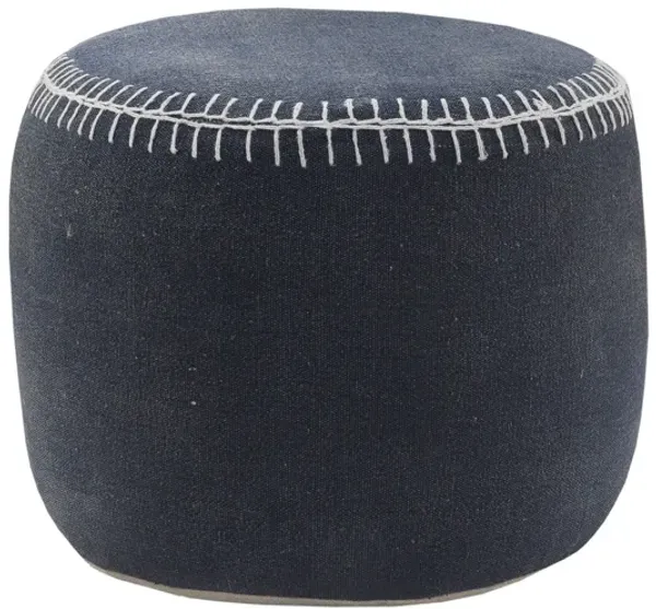 18" Blue 100% Cotton Ottoman