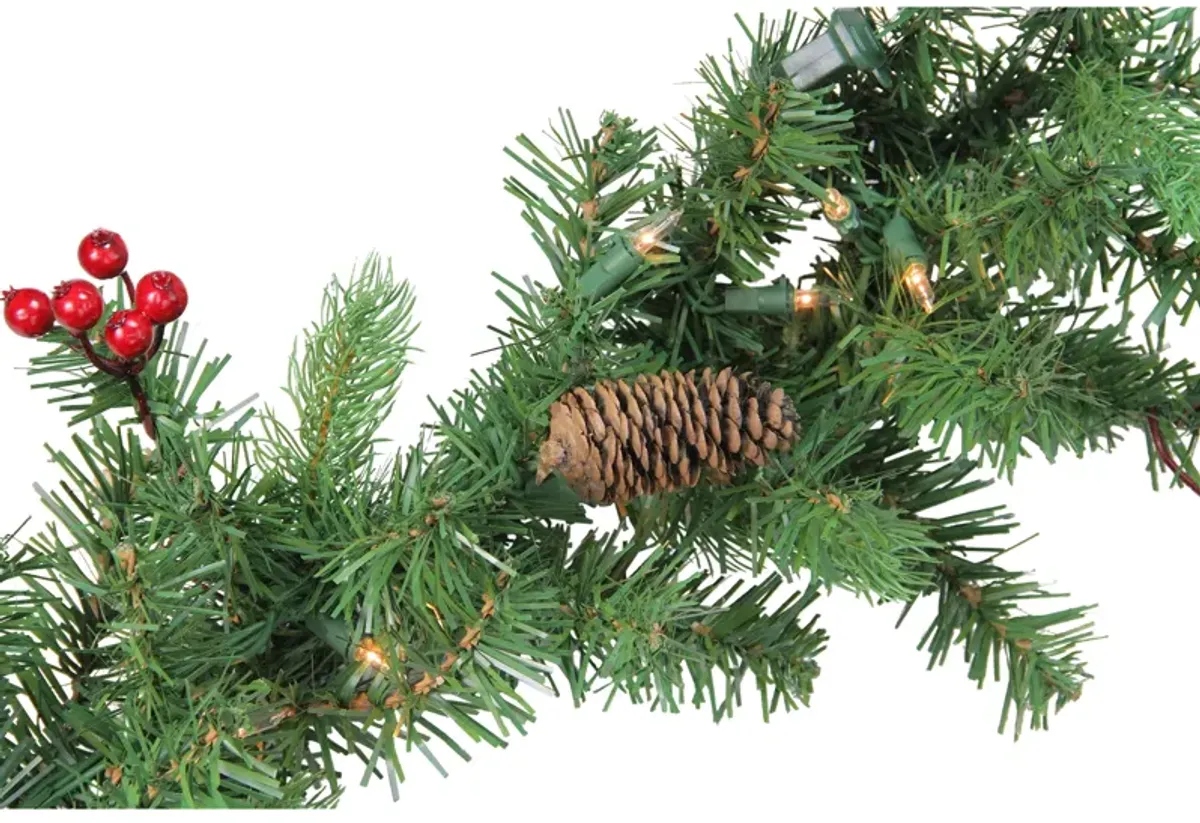 9' x 10" Pre-Lit Noble Fir with Berries Artificial Christmas Garland - Clear Lights