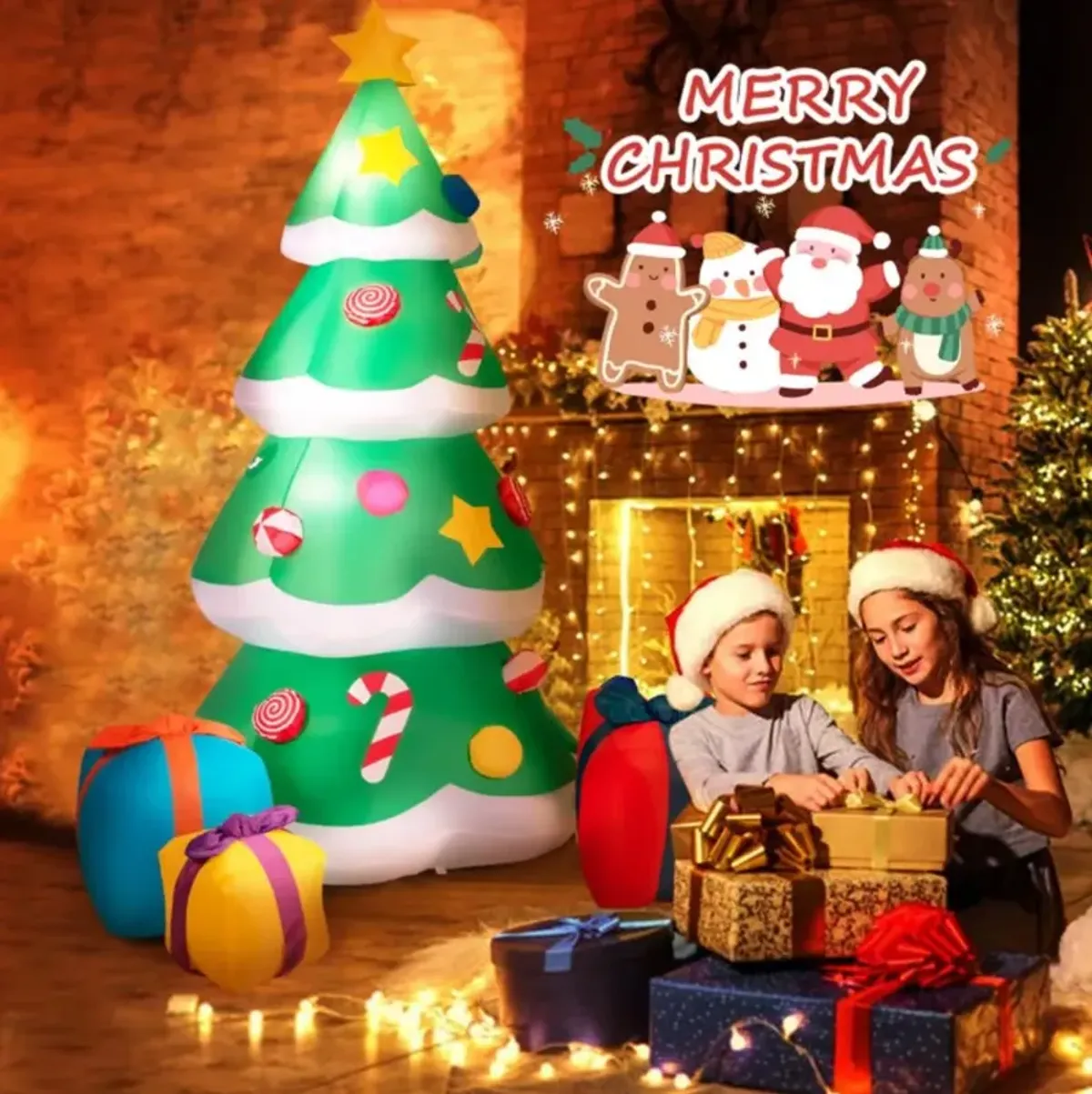 Hivvago Inflatable Christmas Tree with 3 Gift Wrapped Boxes