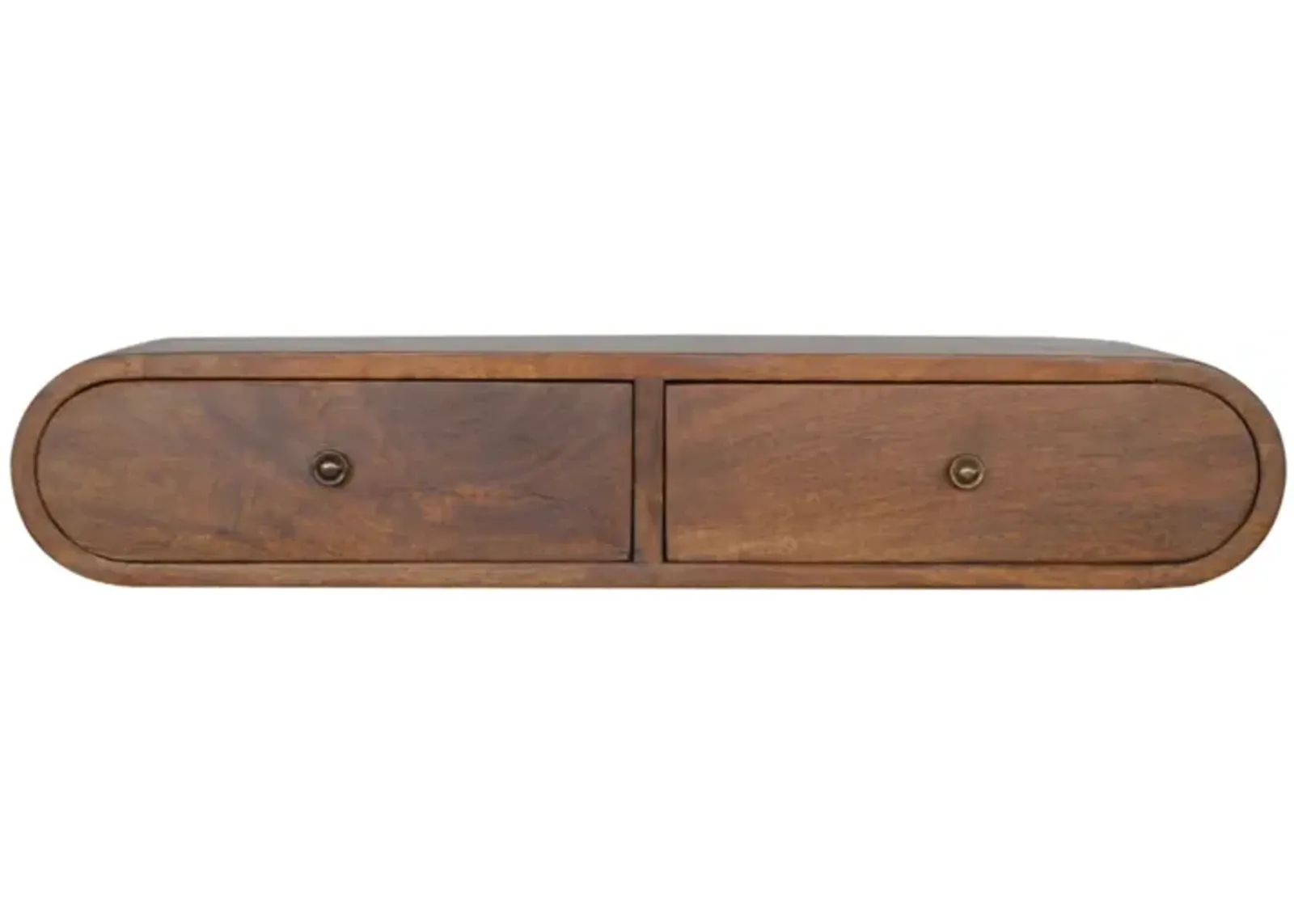 Wall Mounted Chestnut Solid Wood 2 Drawer  Console Table