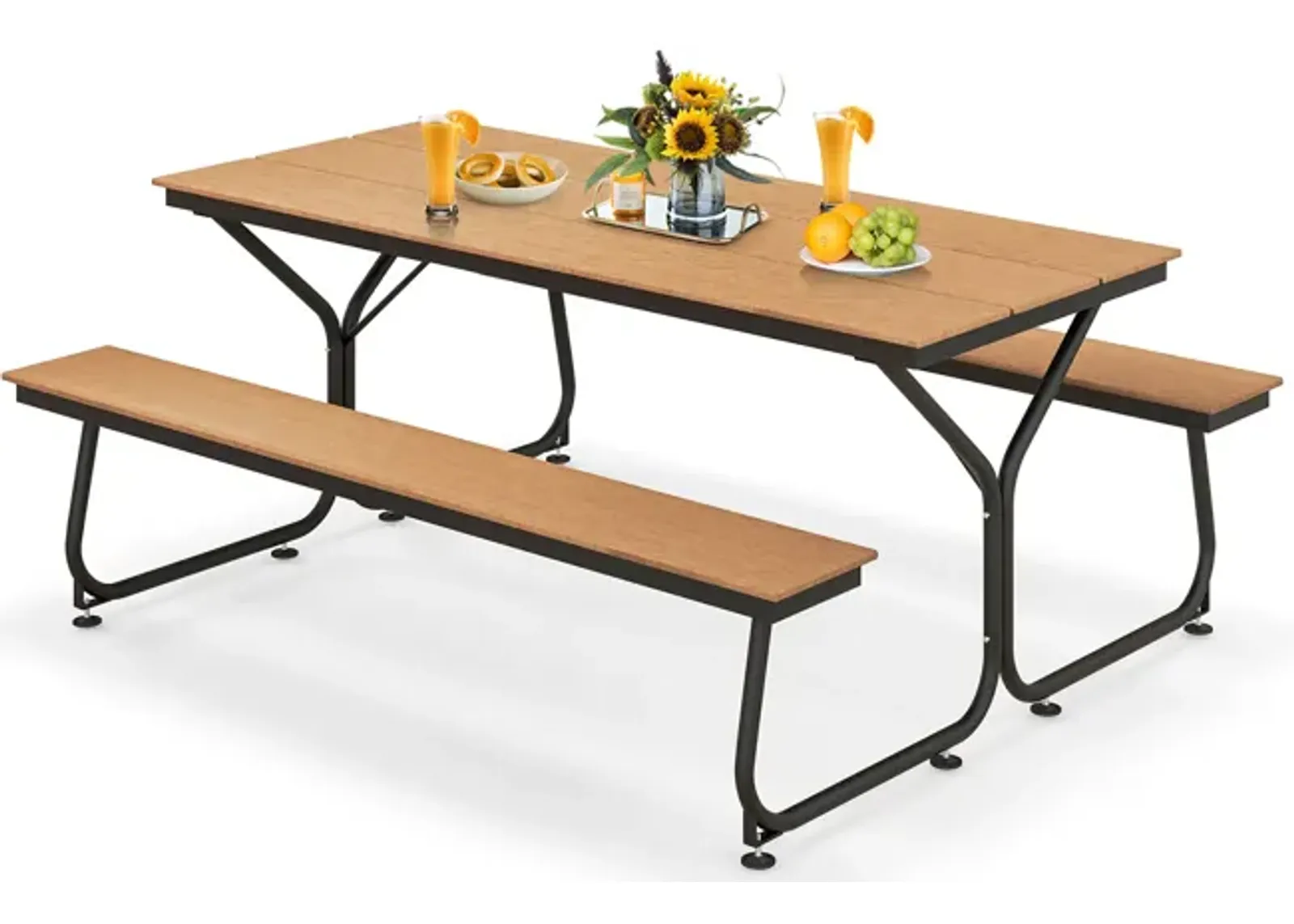 6 Feet Outdoor Picnic Table Bench Set for 6-8 People