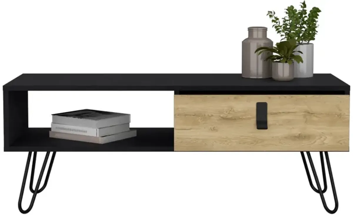 Coffee Table Magness, Living Room, Black / Macadamia