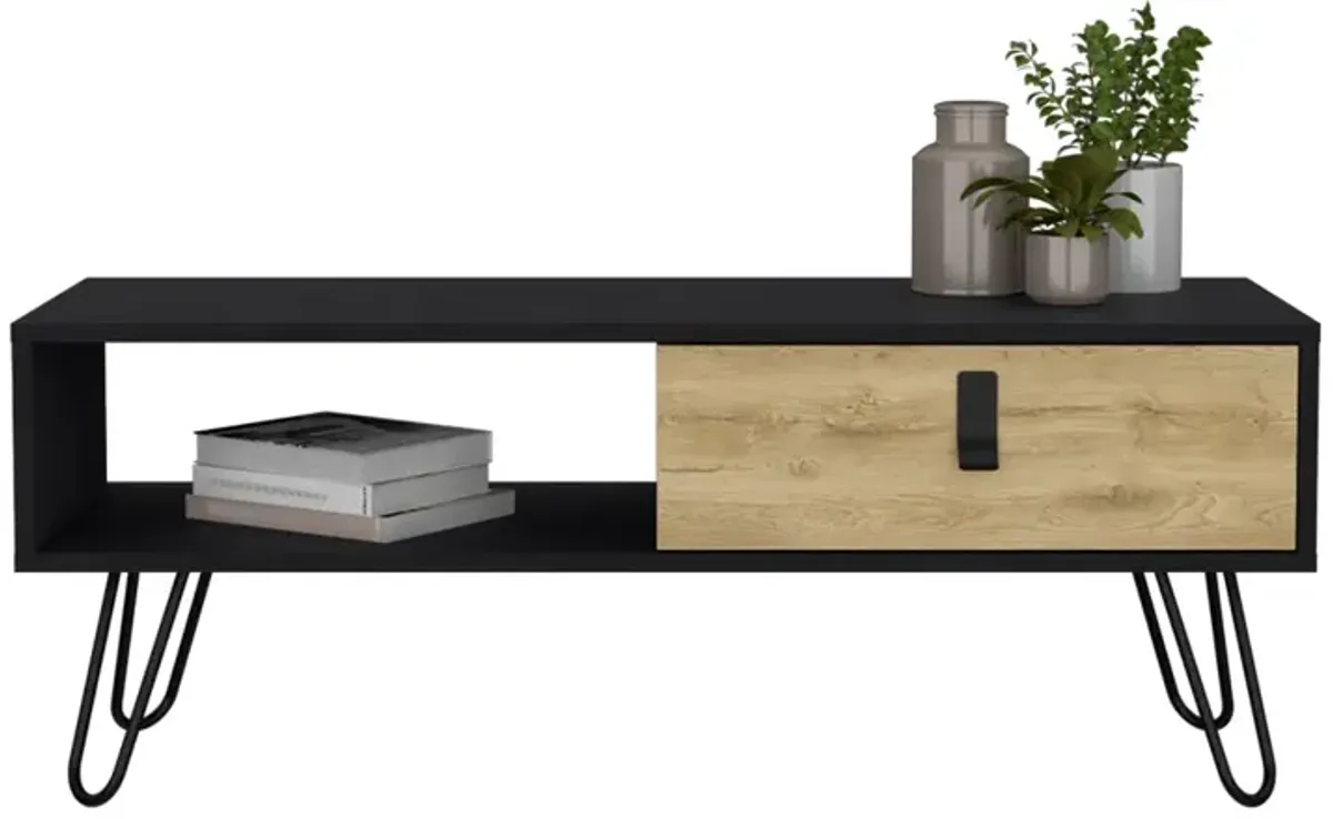 Coffee Table Magness, Living Room, Black / Macadamia