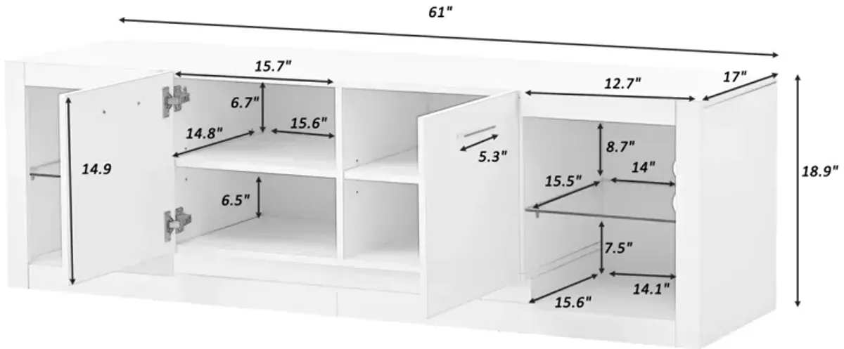 Elegant High Gloss TV Stand with LED Lights