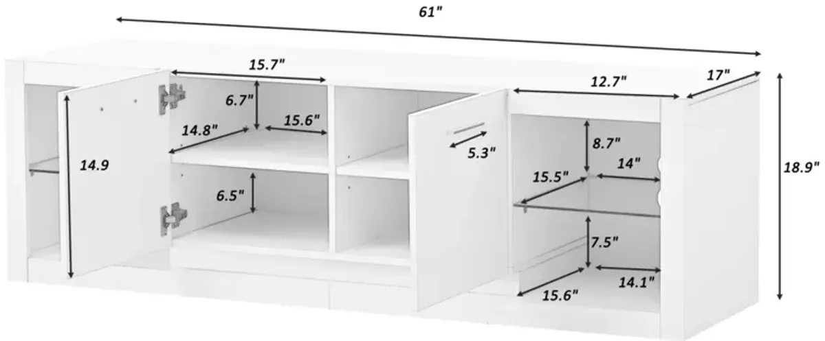 Elegant High Gloss TV Stand with LED Lights