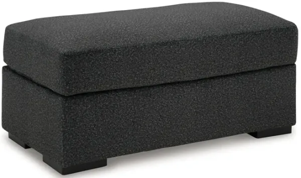 Wryen Accent Ottoman, Modern Plush Onyx Black Polyester, 44 Inch - Benzara