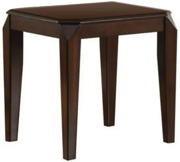 Wooden End table with Beveled Tapered Legs, Walnut Brown-Benzara