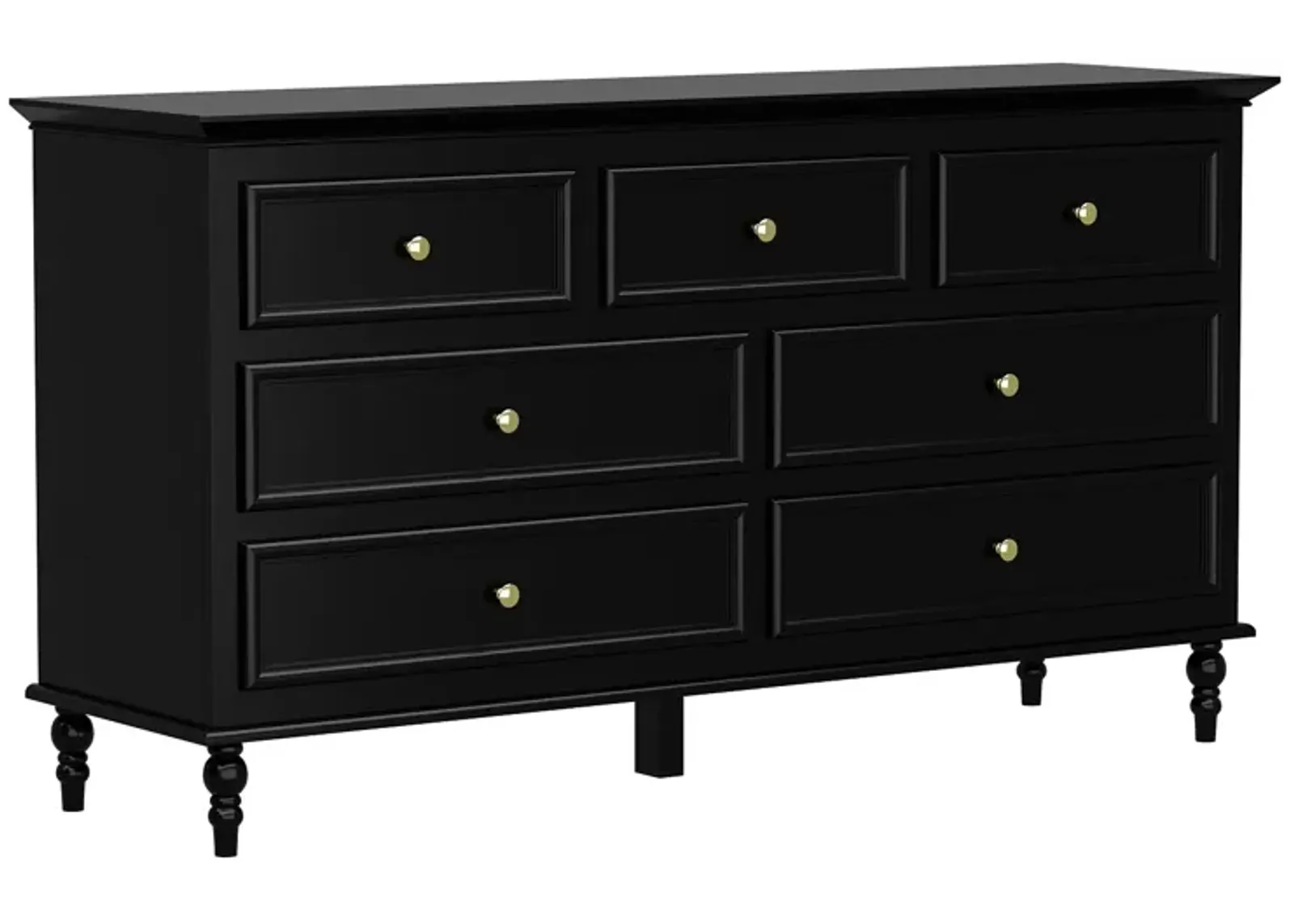 Classic Style Black Wood 7 Drawers 55.2 in. W Chest of-Drawers Cabinet with 29.6 in. H x 15.7 in. D