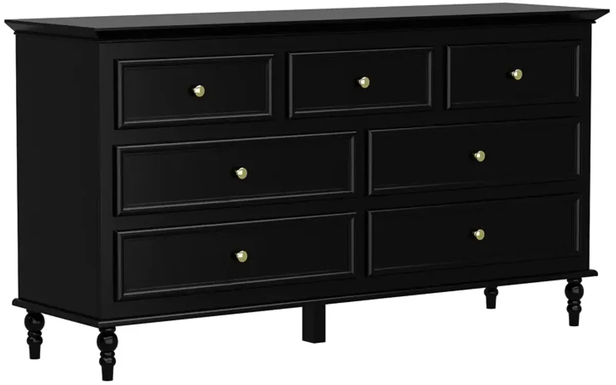 Classic Style Black Wood 7 Drawers 55.2 in. W Chest of-Drawers Cabinet with 29.6 in. H x 15.7 in. D