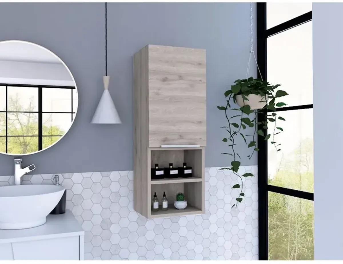 DEPOT E-SHOP Savona Medicine Single Door Cabinet, Two Interior Shelves, Two External Shelves, Light Gray