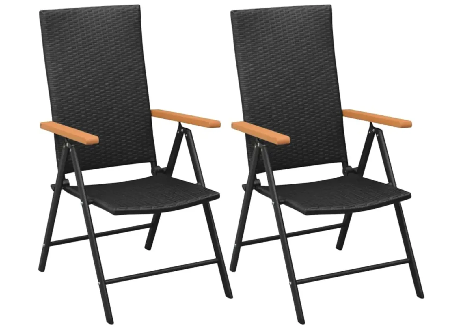 vidaXL Stackable Garden Chairs 2 pcs Poly Rattan Black