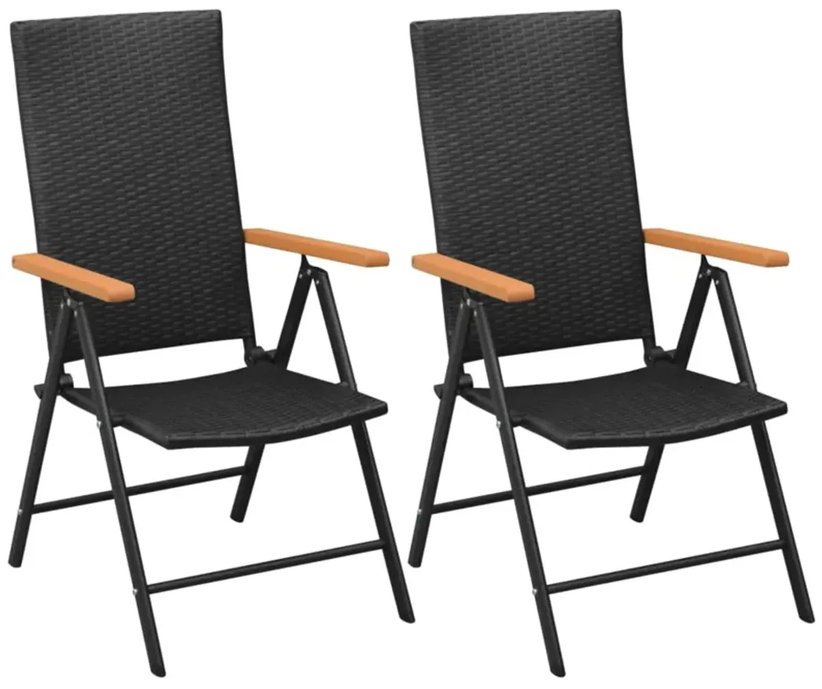 vidaXL Stackable Garden Chairs 2 pcs Poly Rattan Black