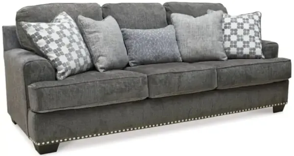 Rivera Sofa, Gray Chenille, 5 Decorative Accent Pillows, 97 Inch - Benzara