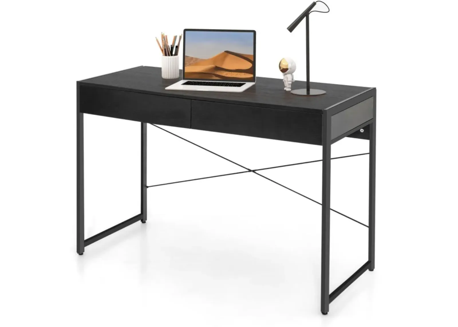 Hivvago 2-Drawer Home Office Desk with Steel Frame