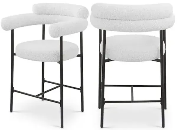 Meridian Furniture Blake Boucle Fabric Counter Stool, Set of 2