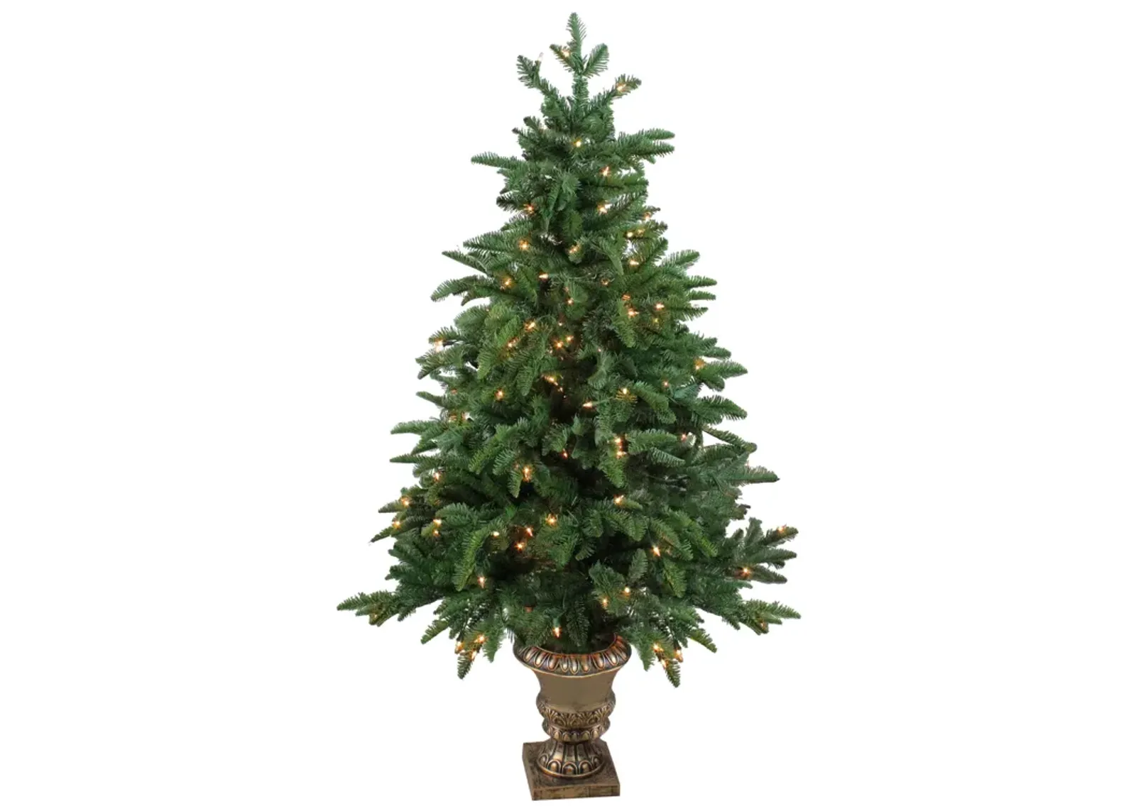 4.5' Pre-Lit Potted Sierra Norway Spruce Slim Artificial Christmas Tree  Clear Lights