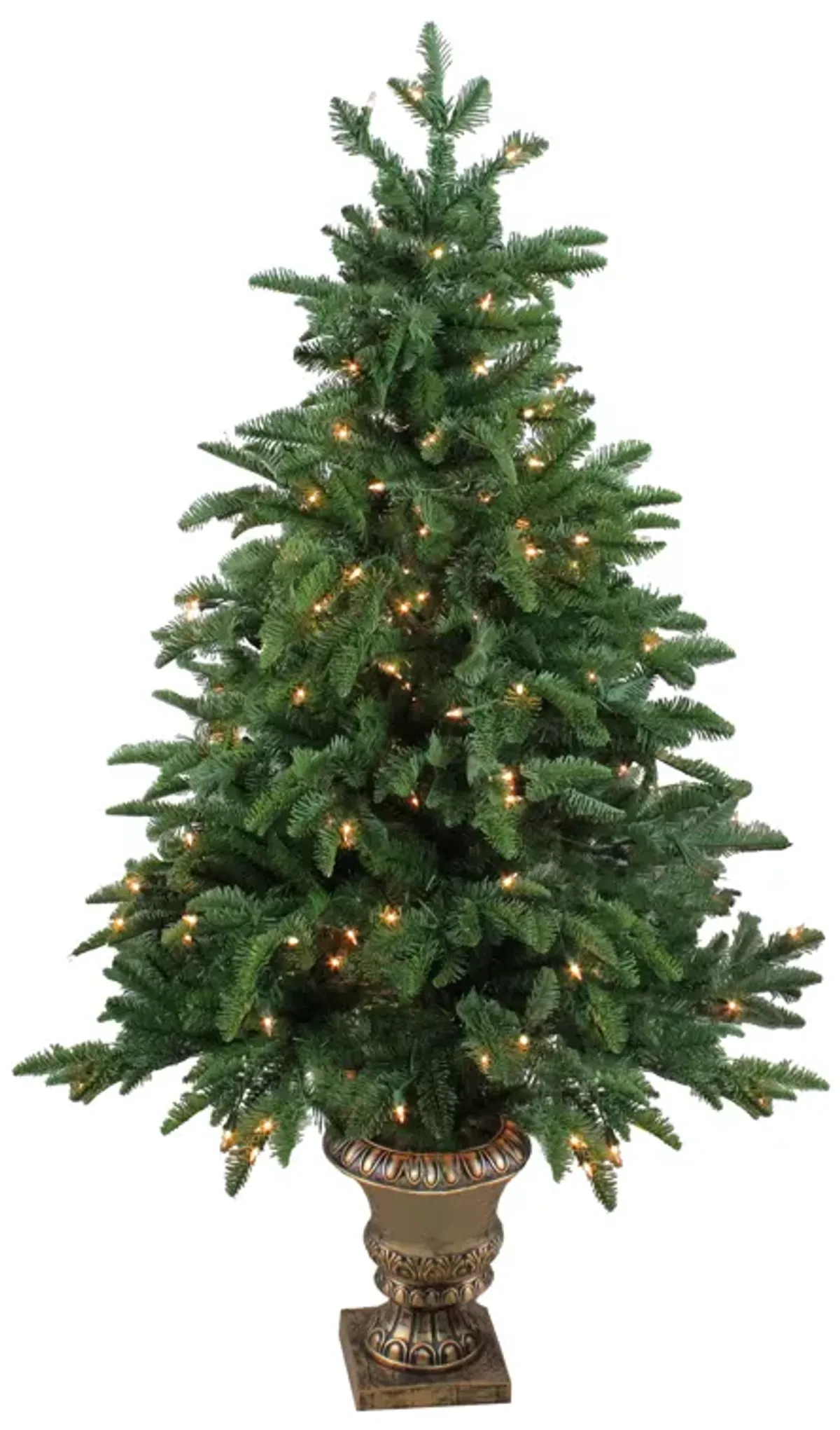 4.5' Pre-Lit Potted Sierra Norway Spruce Slim Artificial Christmas Tree  Clear Lights