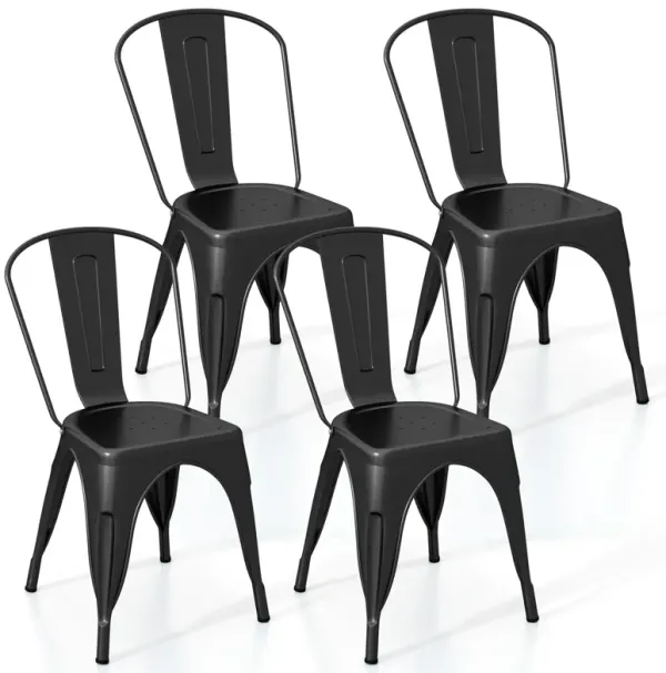 Durable Metal Dining Chairs Set – Stackable with Removable Backs for Versatile Seating