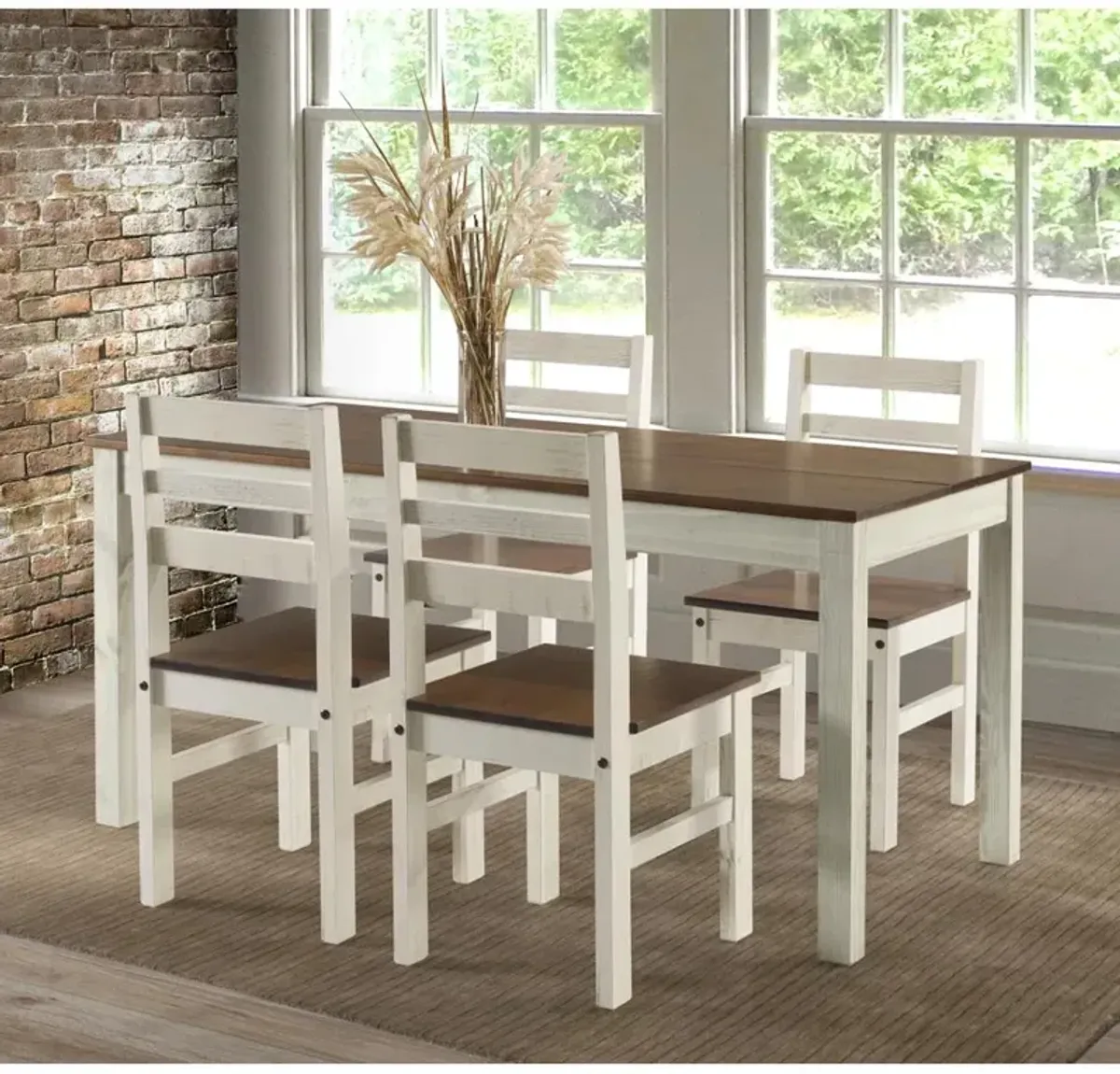 Model CADBTB6 Cottage Series Dining Table in Distressed White