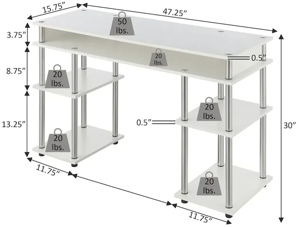 Convience Concept, Inc. Designs2Go No Tools Student Desk with Shelves