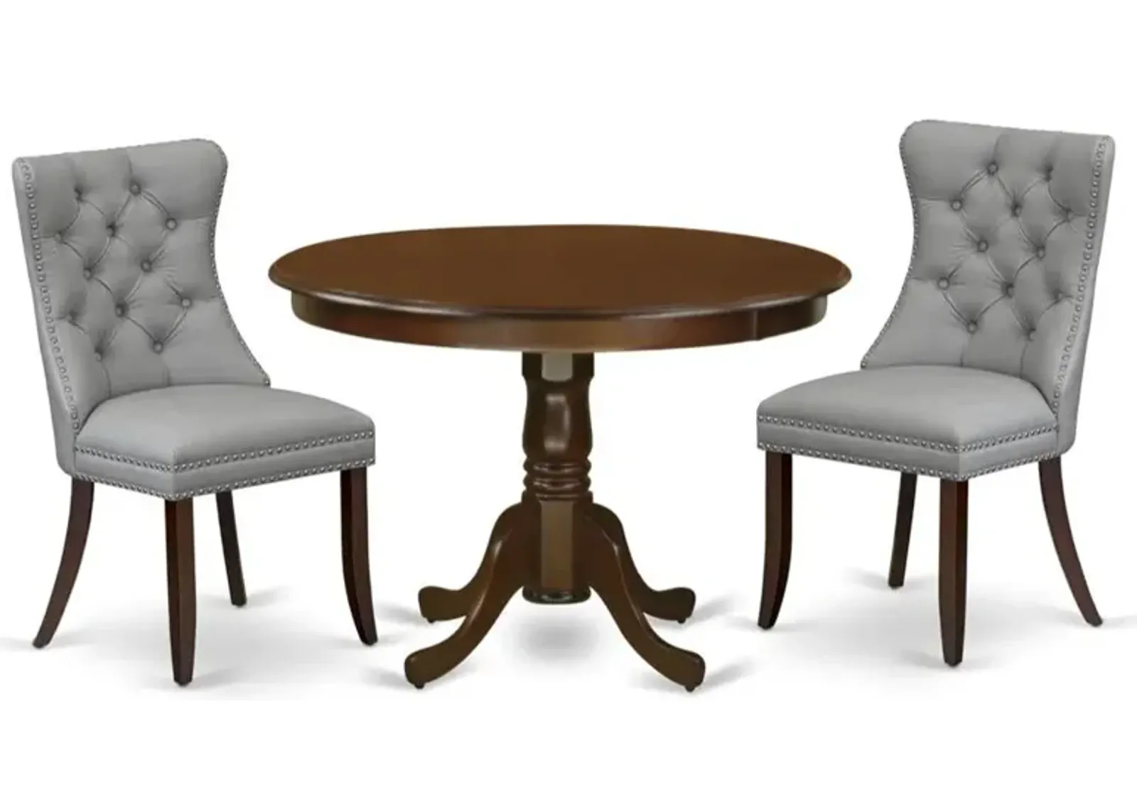 3 Piece Dining Set Consists of a Round Kitchen Table with Pedestal