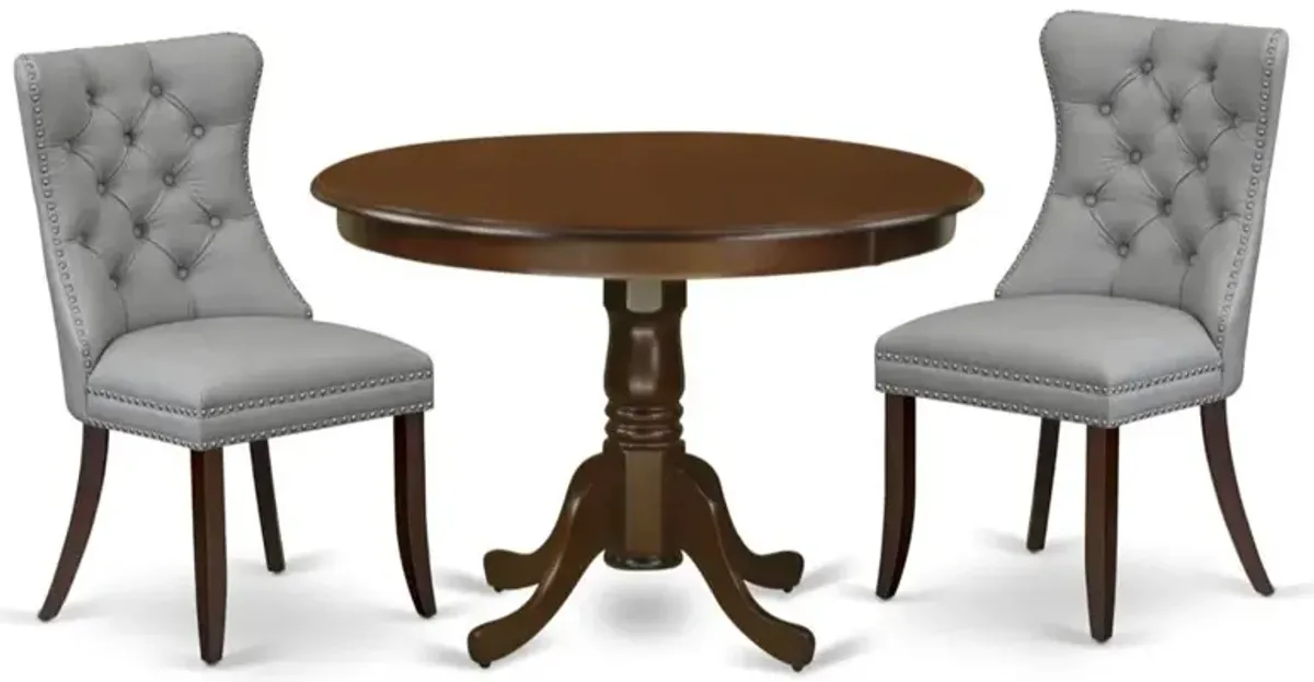 3 Piece Dining Set Consists of a Round Kitchen Table with Pedestal