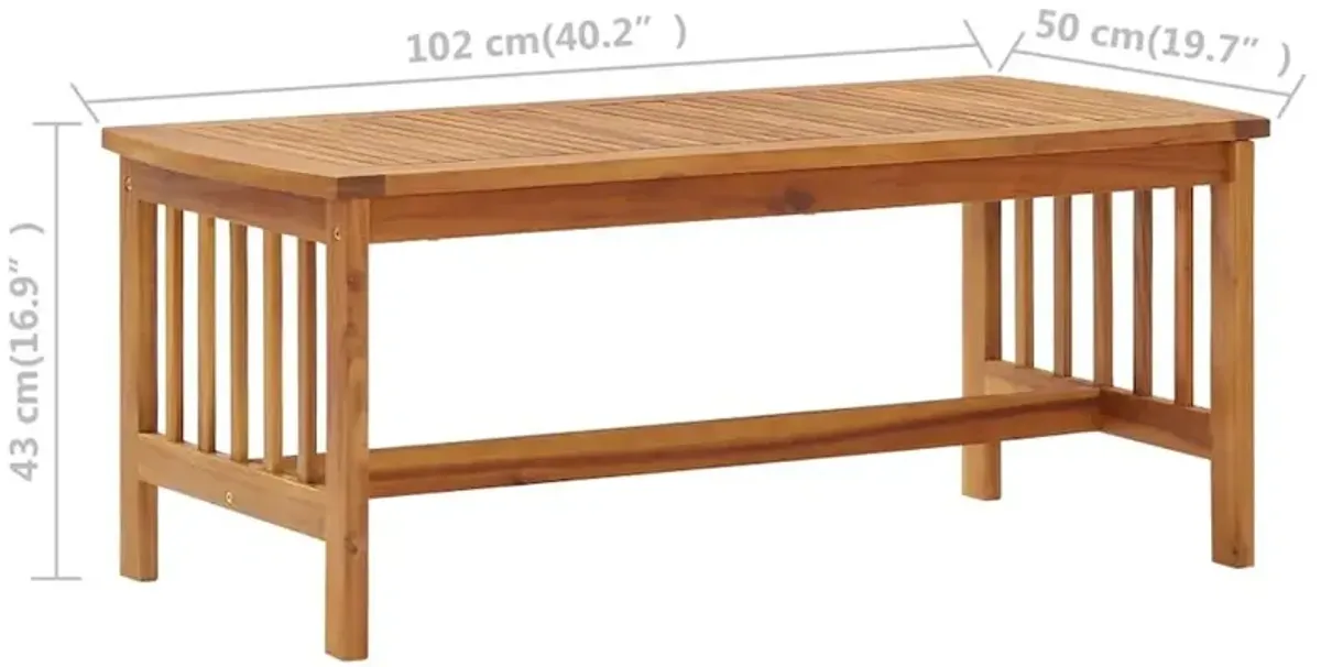 vidaXL Coffee Table 40.2"x19.7"x16.9" Solid Acacia Wood