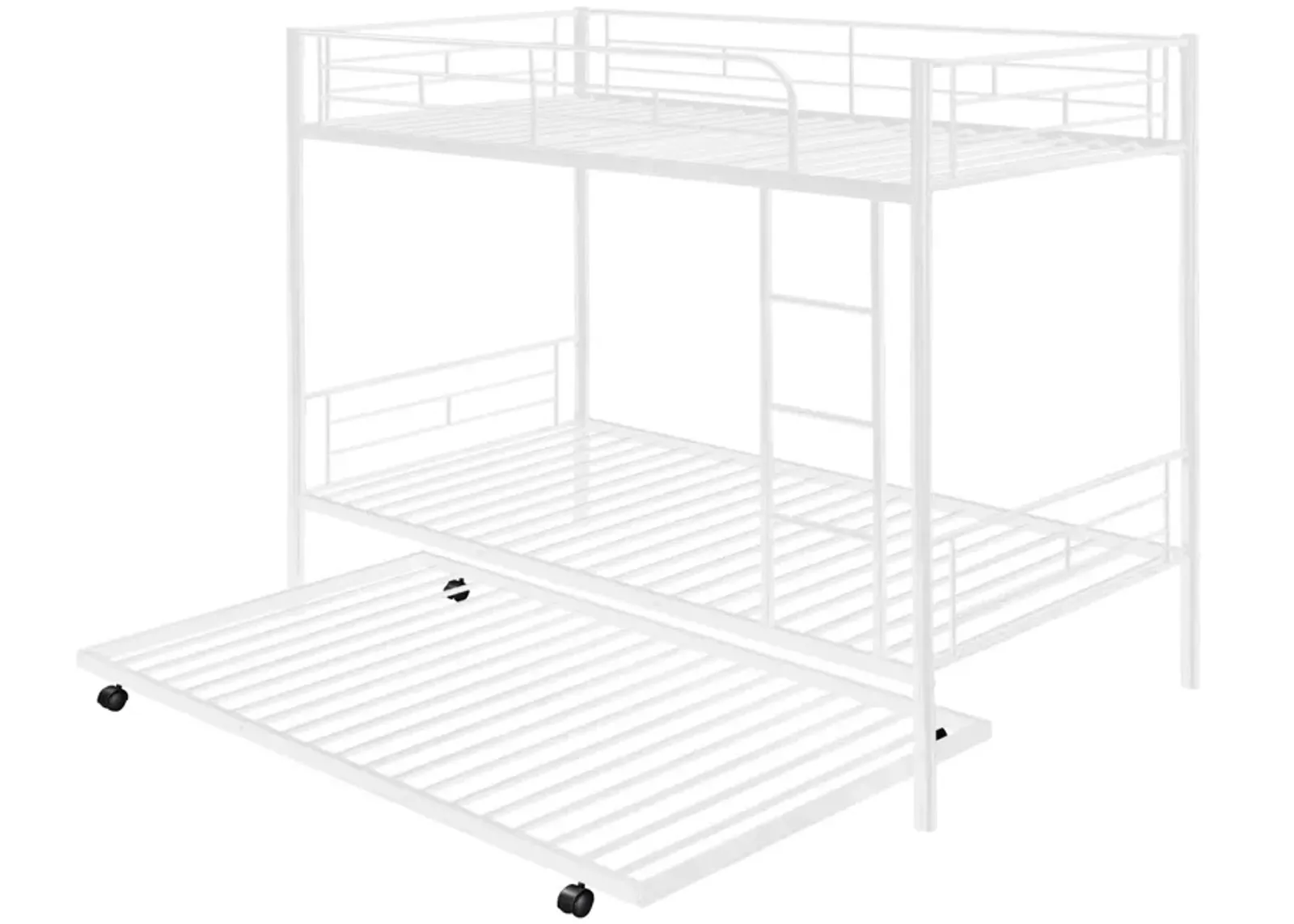 Twin-Over-Twin Metal Bunk Bed With Trundle, Can Be Divided Into Two Beds, No Box Spring Needed