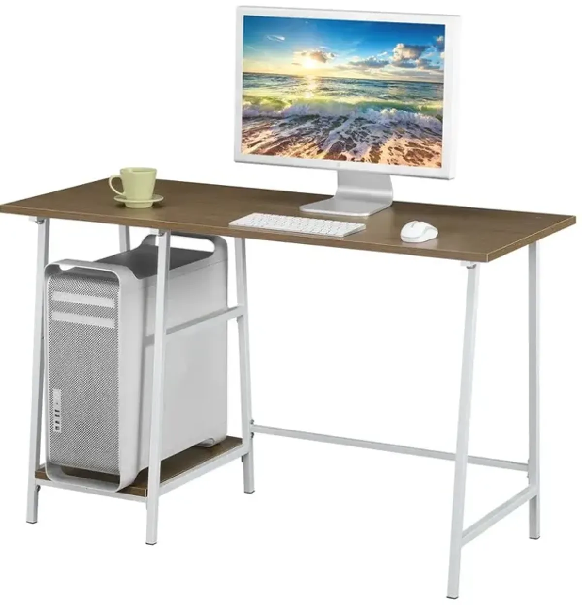 Convenience Concepts Designs2Go Trestle Wood Metal Desk with Removable Shelves