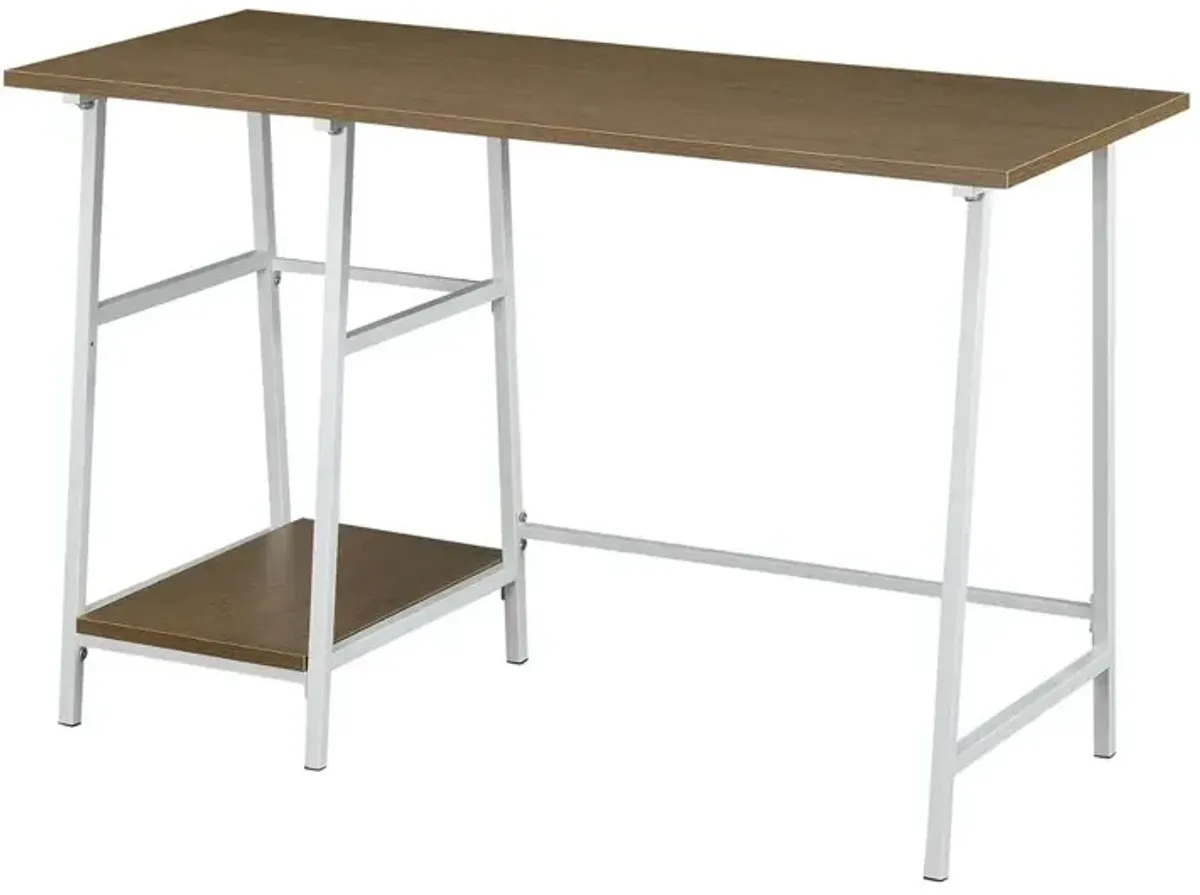 Convenience Concepts Designs2Go Trestle Wood Metal Desk with Removable Shelves