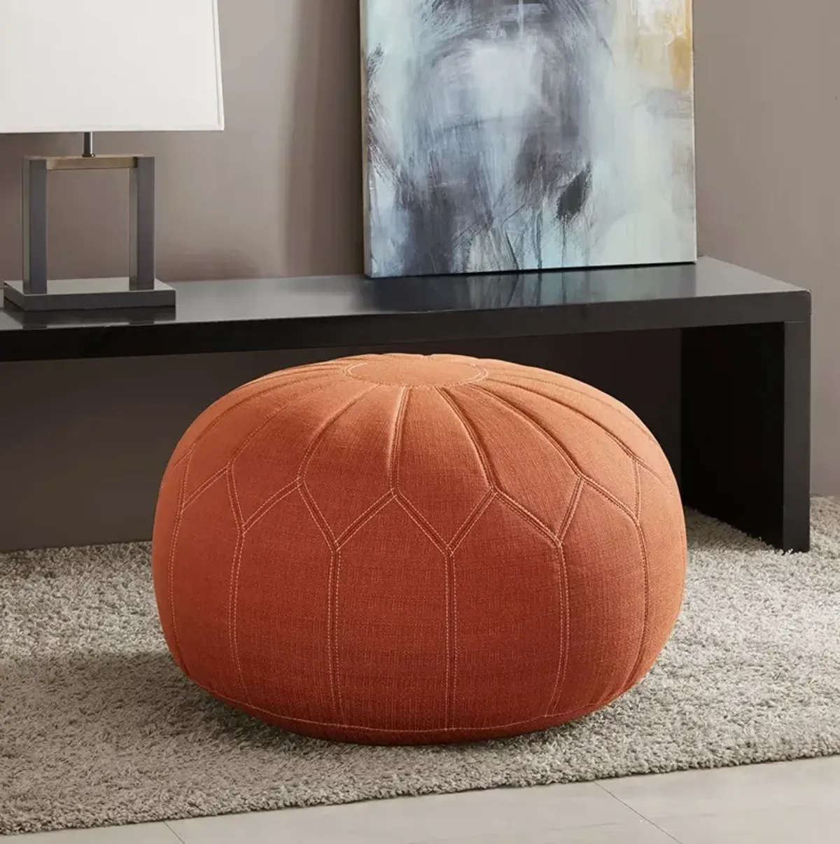 Gracie Mills Aryana Versatile Oversized Round Pouf Ottoman