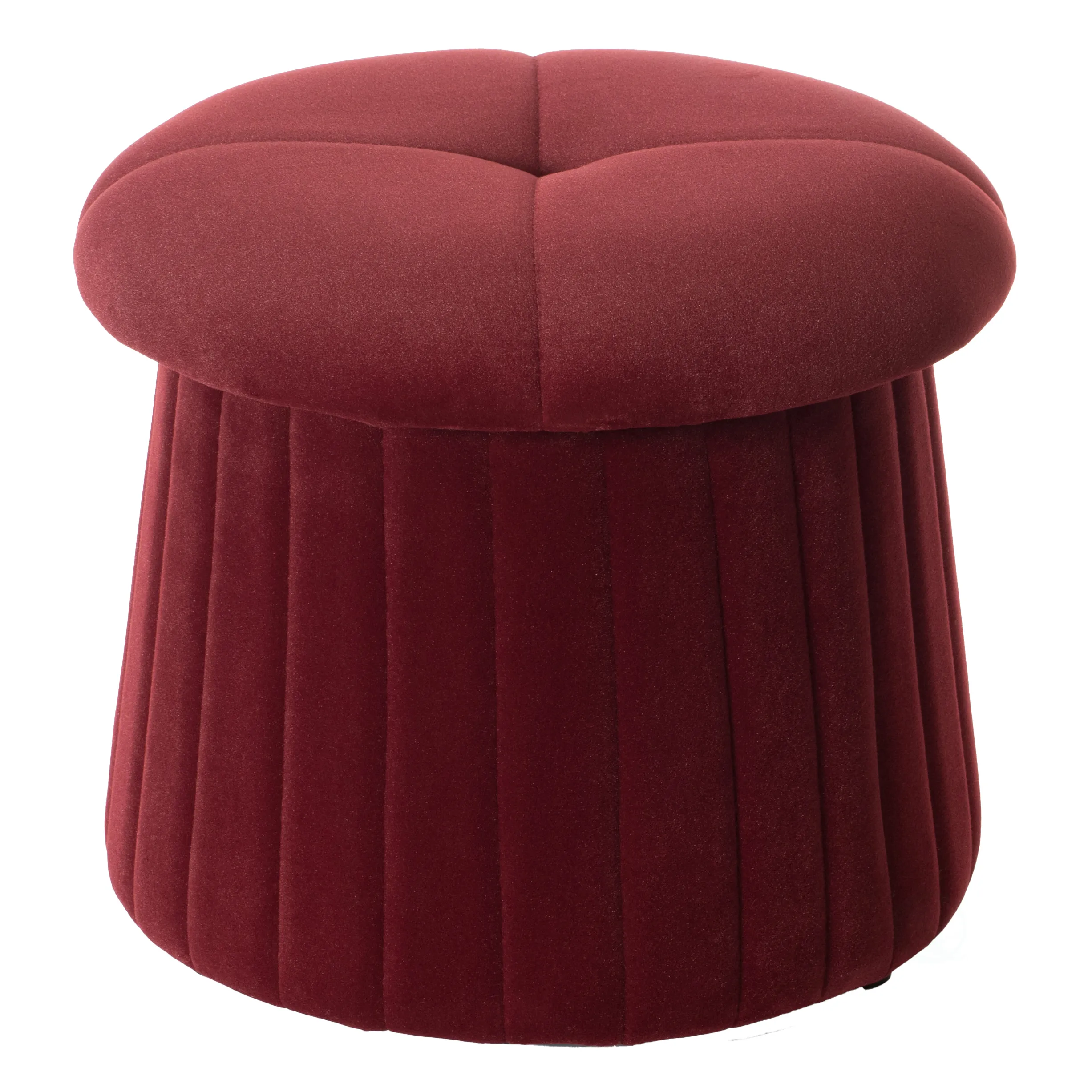 Modern Tufted Velvet Mushroom Shape Storage Ottoman Storage Stool Trunk, Red