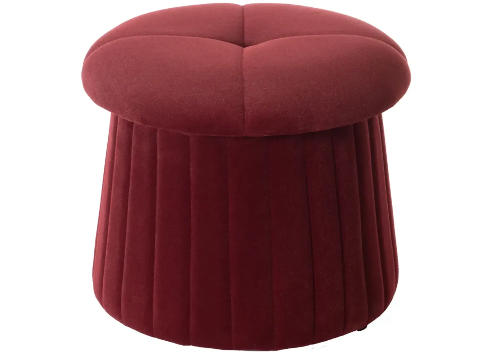 Modern Tufted Velvet Mushroom Shape Storage Ottoman Storage Stool Trunk, Red